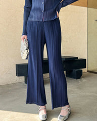 Fluid Pleat Wide-Leg Pants