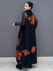 Floral Luxe Embroidered Black Turtleneck Knit Dress
