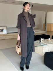 Luxury Pleated Belted Trench Coat