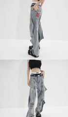 HEYFANCYSTYLE Retro-Inspired Shark Fins Jeans