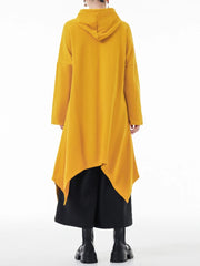 Women's Round Cut Yellow Long Sweatshirt Hoodie