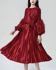 Premium Pleats Ruffled Dress