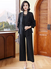 Truly Couture Floral Pleated Striped Jacket & Trousers