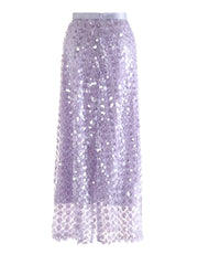 Floral Sequin Pull-On Midi Skirt