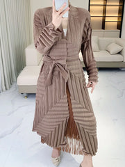 Plissé Lightweight Geometric Coat