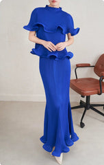 Sculptural Ruffle Plisse Skirt Set