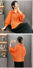 Elegant Pleated Dolman Blouse