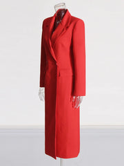 Women's Classic Red Tailored Long Coat