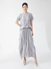 Luxury Pleated Long Skirt & Top Matching Set