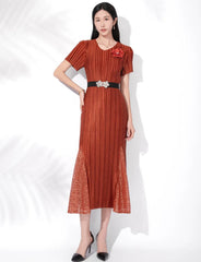 Luxury Plisse 3D Floral Dress