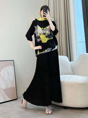 Irregular Plissé 3/4 Sleeve Top