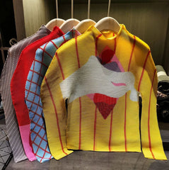 Luxury Abstract Plissé Top