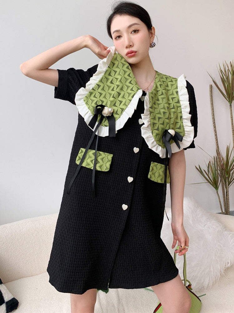 Handmade Knitted Collar Mini Dress