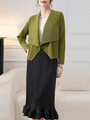 Luxury Pleated Drape Collar Jacket