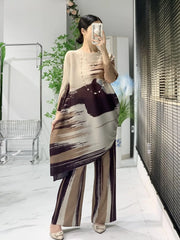 Luxury Plissé Tunic & Wide-Leg Pant