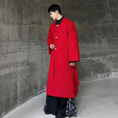 Men's Signature Red Wool-Blend Overcoat