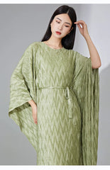 Truly Pleated Batwing Sleeve Couture Dress