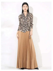 Leopard Pleated Skirt & Wrap Blouse