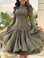 Fitted Bell Sleeve Chiffon Mini Dress