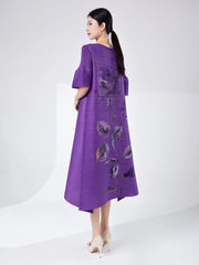 Women's Elegant Japanese Pleated Floral Dress