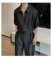 Men's 2-Piece Casual Zip-Up Top + Loose Fit Trousers