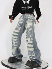 Men's Distressed Boot Cut Streetwear Jeans