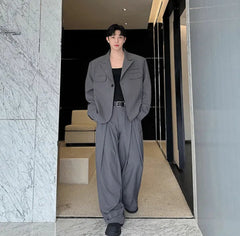 Men's Oversized Suit with Wide Leg Trousers