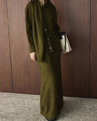 Luxury Knit Draped-Neck Set