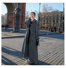 HEYFANCYSTYLE Vintage Charm Long Trench Coat