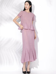 Pleated Pearl Peplum Skirt Set