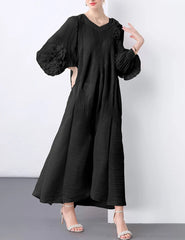 Floral Bell Sleeve Pleated Dress