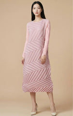 Geometric Pleated Midi Dress