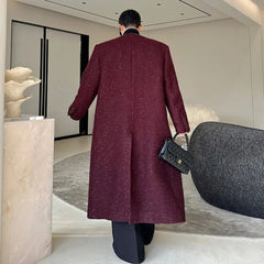 Men's Oversized Wool & Faux Leather Trench Coat