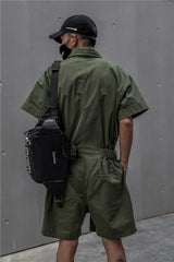 Men's Cargo Short Sleeve High Streetwear Jumpsuit