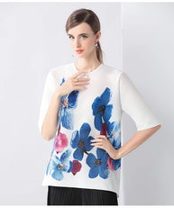 Luxury Pleated 3/4 Sleeve Blouse