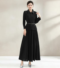 Luxury Thick Plissé Collared Dress