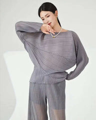 Classy Pleated Boat Neck Top