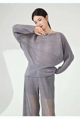 Pleated Relaxed Boat Neck Top