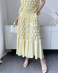 Truly Plissé Bubble Top & Skirt Set