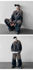 Men's Casual Baggy Denim Jacket & Jeans 2-Piece Set