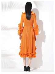 Truly Plissé Ruffle Long Coat