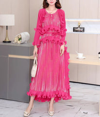 Luxury Plisse Ruffled Tiered Dress