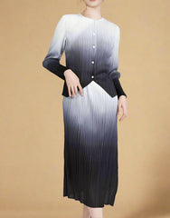 Plissé Ombre Blouse & Skirt Set