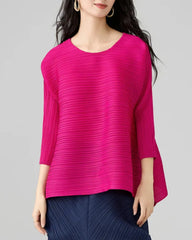 Plissé Asymmetric Fringe Top