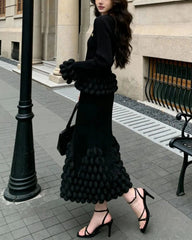 2-Piece Bubble Pleated Skirt Set