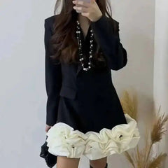 Luxe Double-Breasted Ruffled Blazer