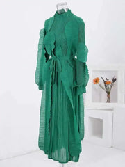 Unique Pleated Ruffle Dress