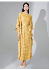 Truly Pleated Batwing Sleeve Couture Dress