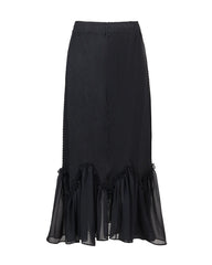 Luxury Ruffle-Hem Plisse Skirt