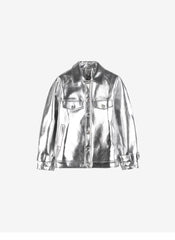 Luxurious Silver Metallic Oversized Jacket